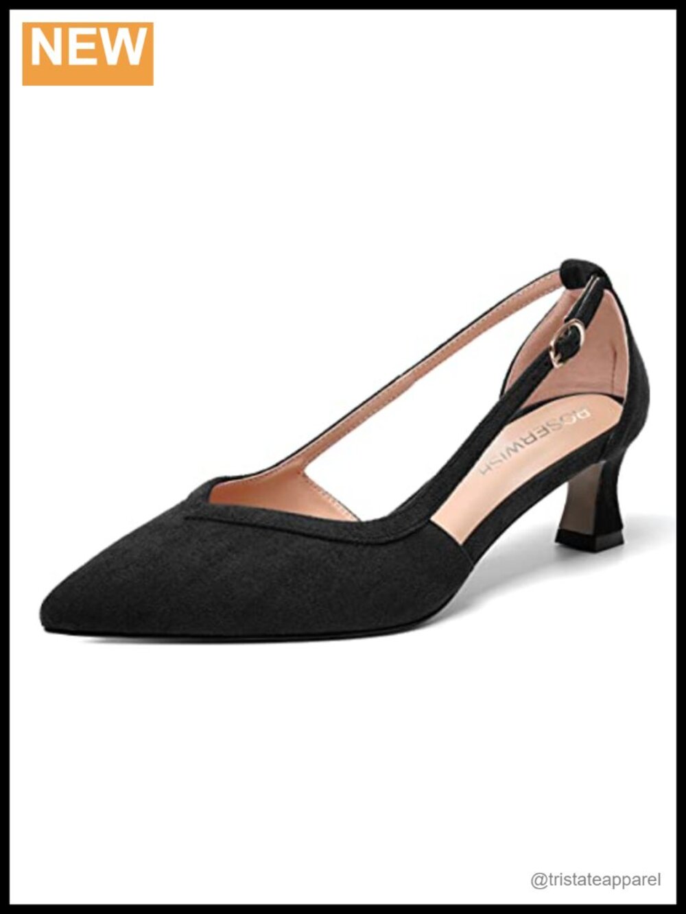 Suede Pointed Toe Kitten Low Heel Pumps Dress Shoes Buckle Wedding